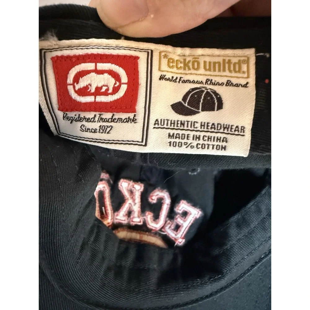 ECKO Unltd Rhino 1972 Baseball Cap Hat Polo Style Black Red Y2K Urban Wear NWT